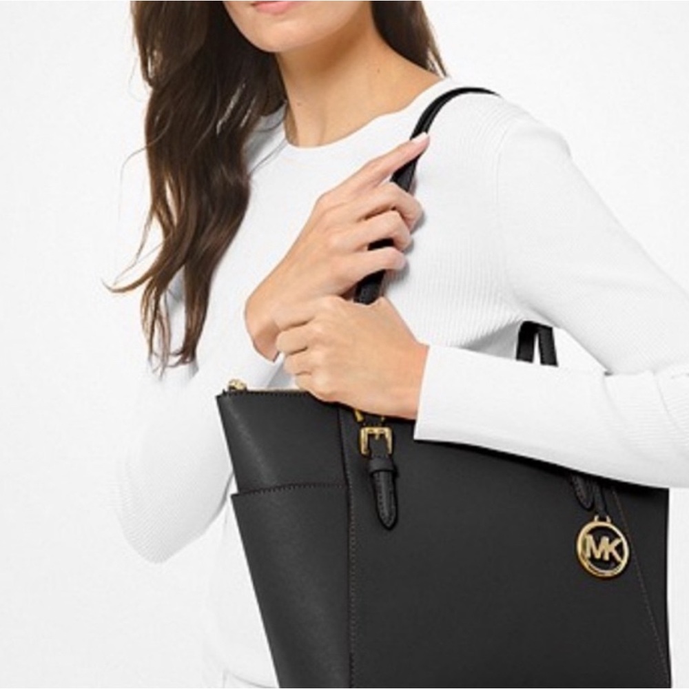 Michael Kors Charlotte Large Saffiano Leather Top-Zip Tote Bag